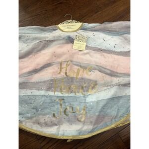 Cynthia Rowley Pastel Gold 50" Christmas Tree Skirt "Hope Peace Joy" With Tags